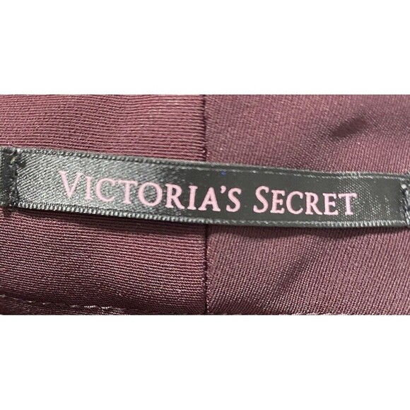 Victorias Secret Dress Pants Women Size 8 Burgundy Satin Tuxedo Stripe Ankle - Picture 7 of 8